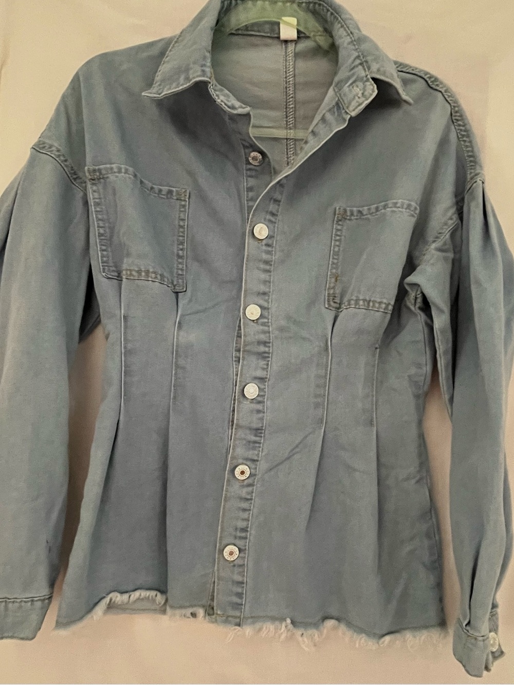 Light Wash Denim Button-Up Shirt Jacket